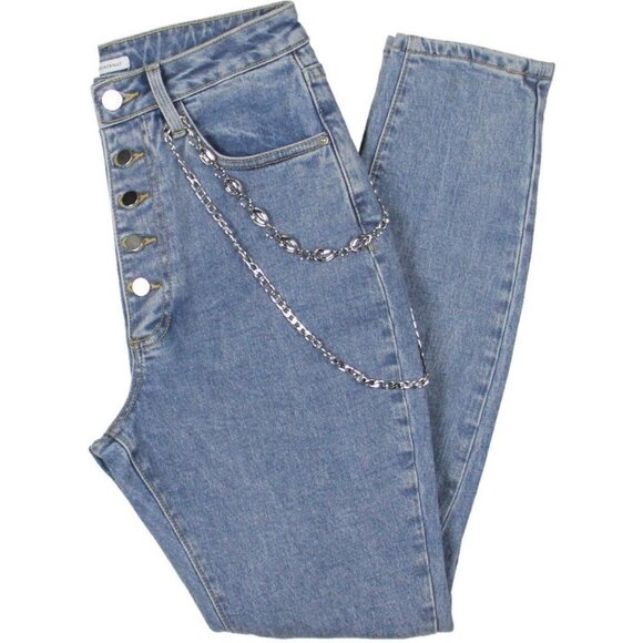 NEW We Wore What Womens Danielle Distressed High Rise Straight Leg Jeans Size 26 - Picture 4 of 11